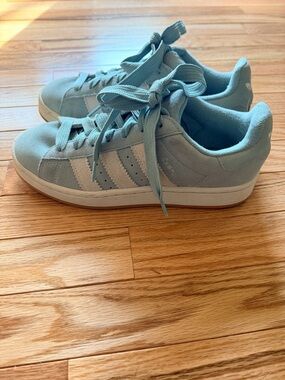 Adidas teal/seafoam Suede Campus Sneakers with White Stripes